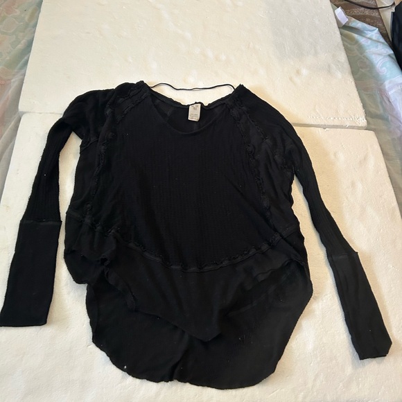 We the free black long sleeve waffle shirt free people - Picture 5 of 10